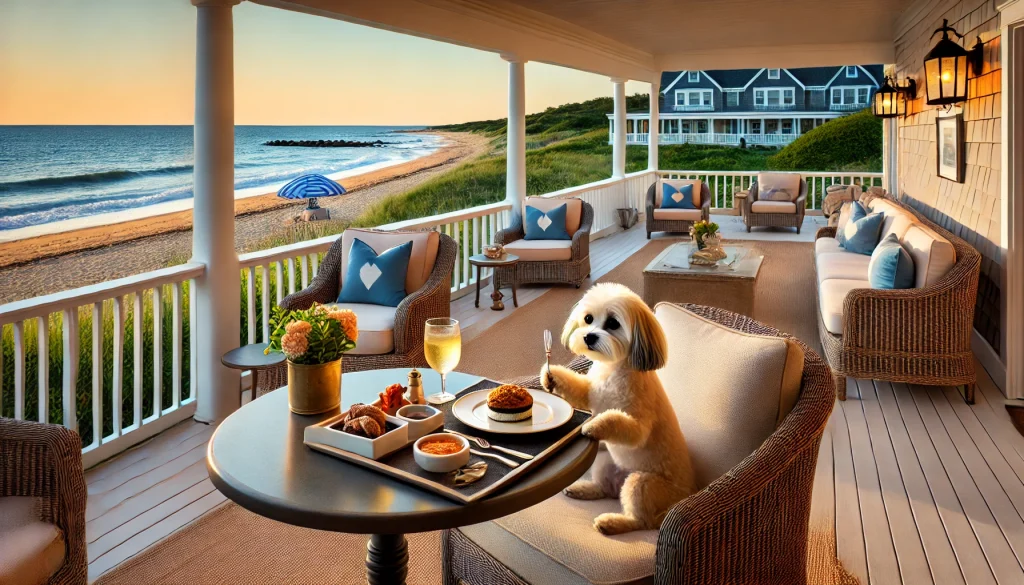 Luxury pet-friendly hotels in Cape Cod, MA: Seaside Paws Resort with ocean views
