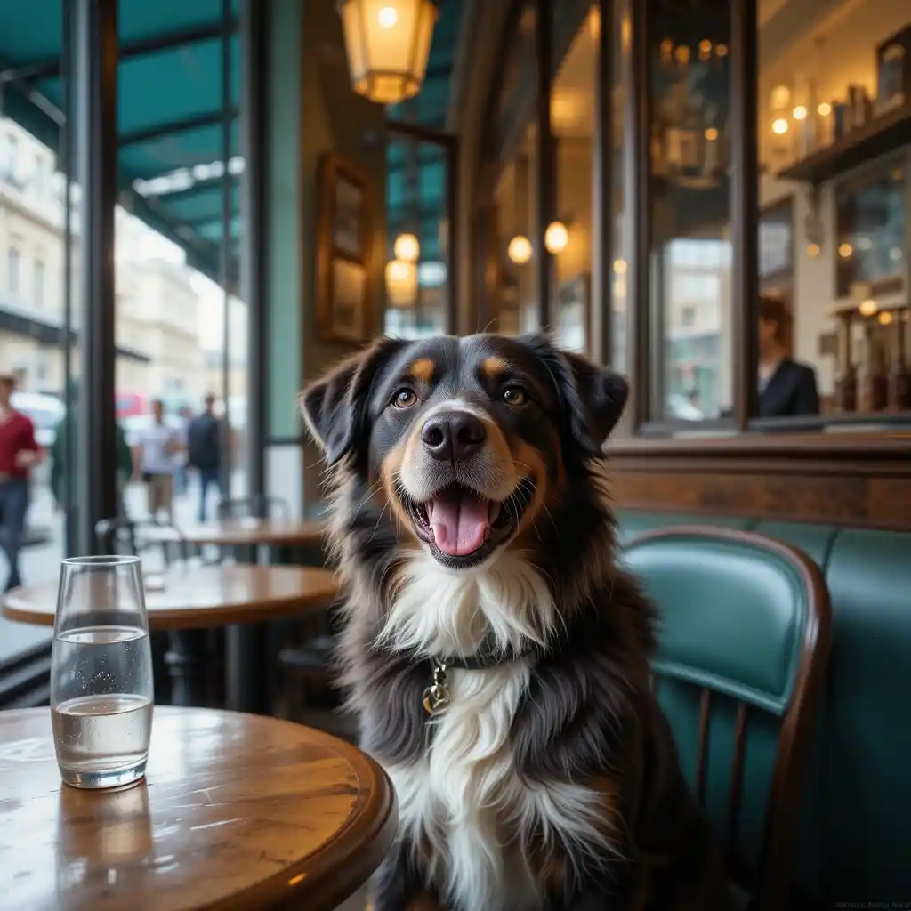 Dog in a Vienna cafe