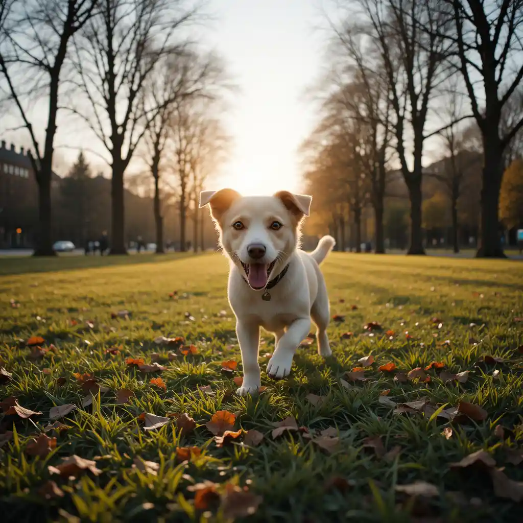 Dog playing in a Berlin park