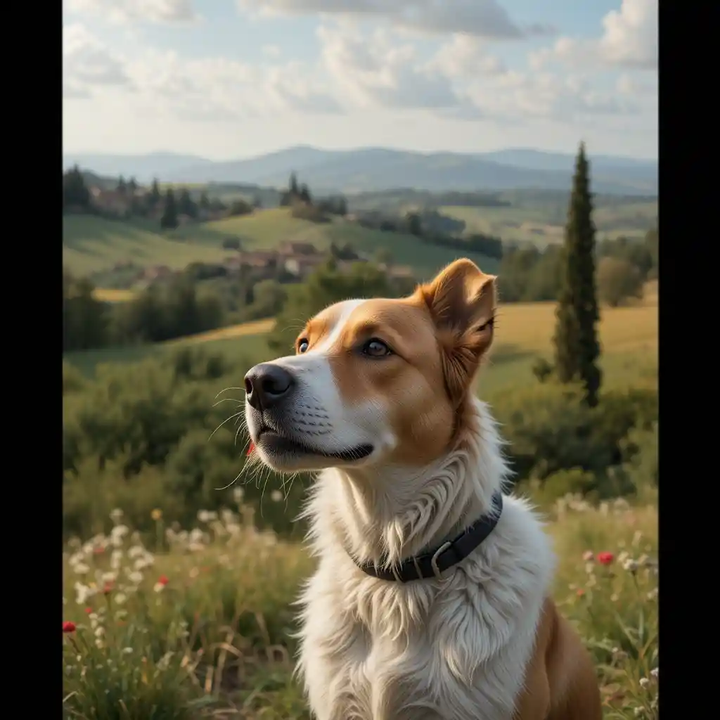 Dog in the Tuscan countryside